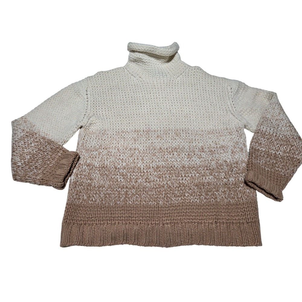 Vintage Country Shop Cashmere Ombre Turtleneck Sweater Womens Medium Beige Taupe